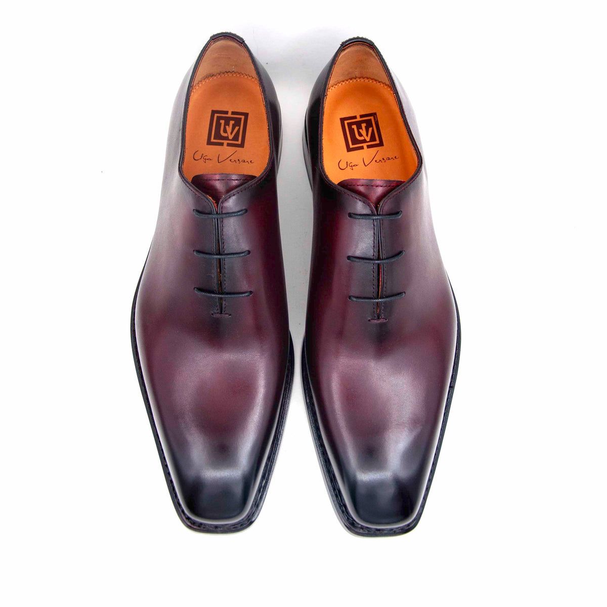 Ugo Vasare Williams Goodyear Welt Wholecut Toe Burgundy Grey Dress Shoes